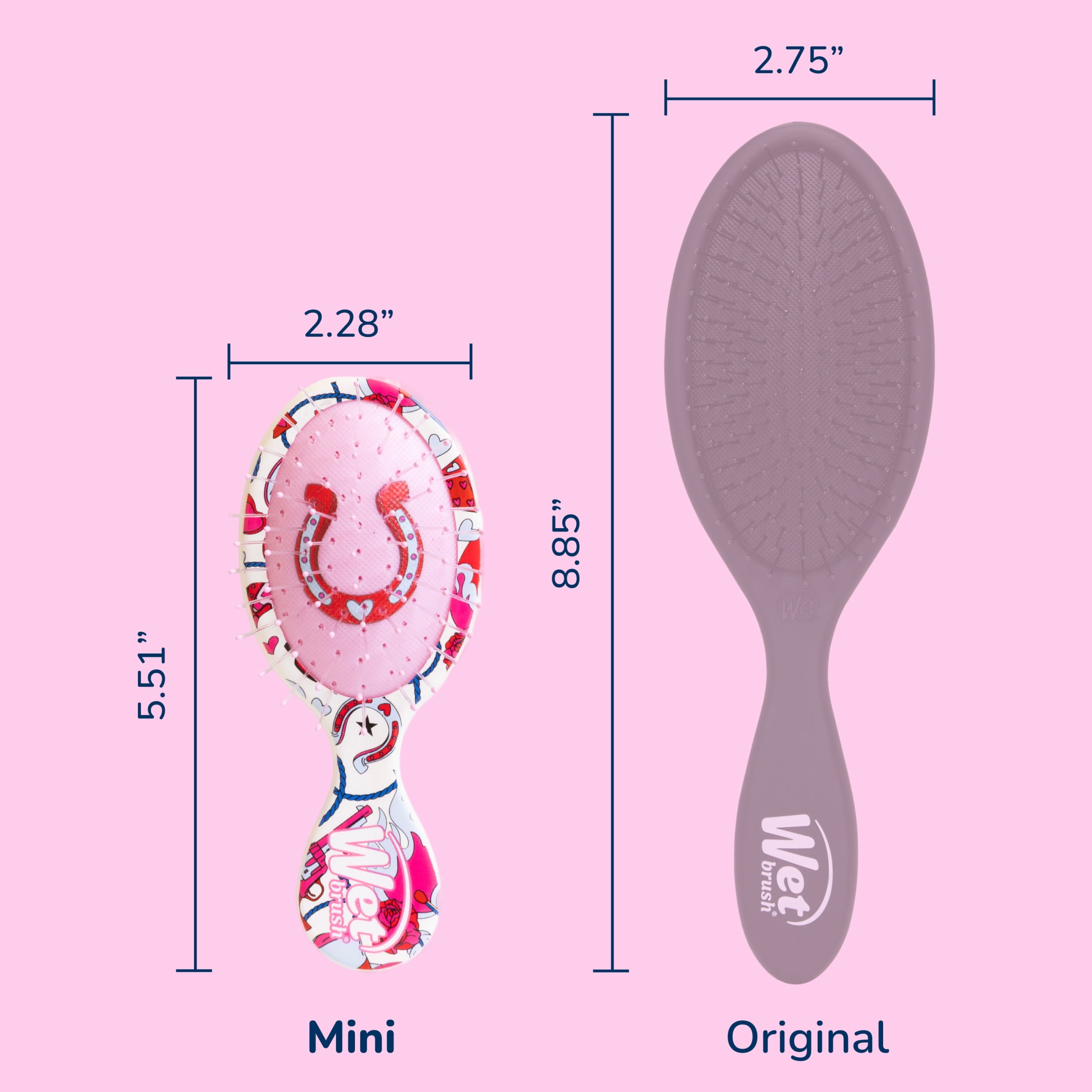 Wet Brush Original Mini Detangler Cowboy Pink Horseshoe, For All Hair Types