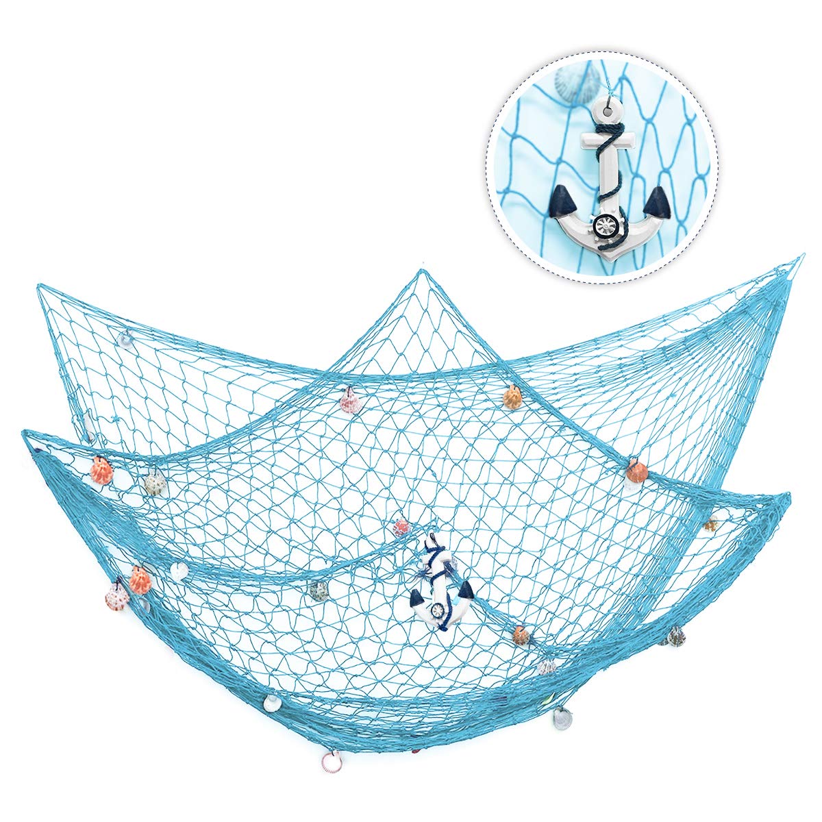 Fish Net Decorations,Wall Hangings Decor Mediterranean Style Fishing Nets with Sea Shells and