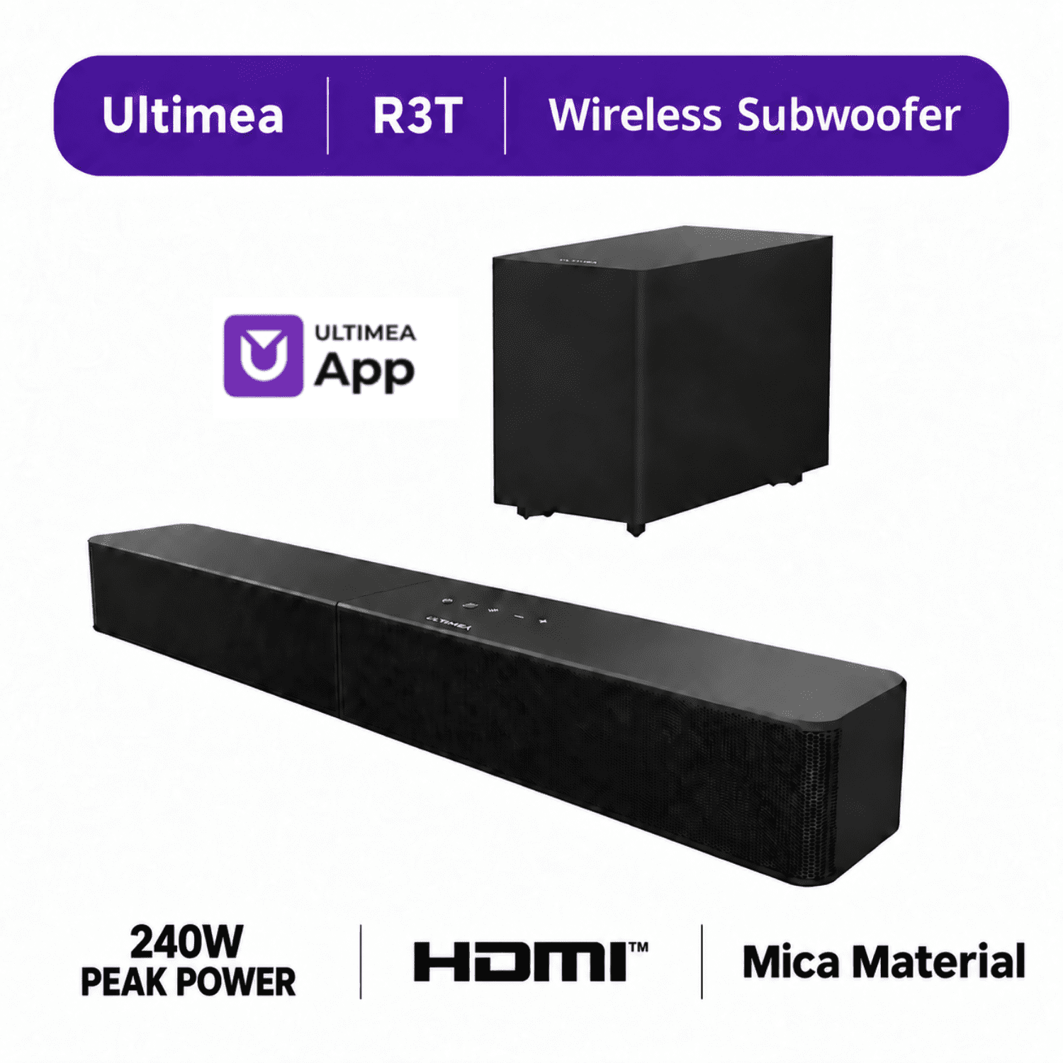 ULTIMEA サウンドバー Nova S50 Ultimea Nova S50 2.1 Sound Bar, Dolby Atmos, Subwoofer, 190W