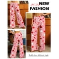 thumbnail image 4 of Hibeli Women Pajama Yoga Pants Stars Heart Printed Drawstring Elastic Waist Wide Leg Lounge Pants, 4 of 7
