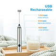 thumbnail image 4 of Silver Usb Rechargeable Milk Frother Handheld Foam Maker Silver For Coffee Cappuccino Latte With Two Whisk Heads, 4 of 6