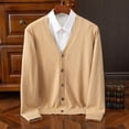 thumbnail image 1 of BROWON Brand Mens Sweater Cardigan Business Casual Classic V-neck Solid Color Cardigan Men Sweater Korean Fashion Mens Clothes, 1 of 5