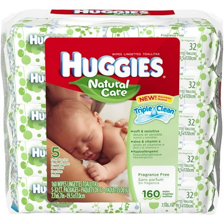 HUGGIES - Natural Care Baby Wipes Refills, 32ct, 5pk
