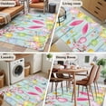 thumbnail image 6 of Happy Easter Area Rugs Collection 3'x5', Spring Bunny Eggs Flower Teal Wood Grain Non Slip Indoor Rectangle Throw Runner Rug Floor Mat Carpet for Living Room Dining Table Bedroom Nursery, 6 of 9