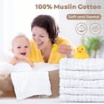 thumbnail image 3 of Muslin Baby Washcloths 100% Cotton Face Towels 10 Pack Wash Cloths for Baby 12x12in Soft and Absorbent Baby Wipes (White), 3 of 5