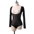 thumbnail image 2 of XChangeFun Bodycon Gauze Leotard, Short Sleeve, Black, Women's, 2 of 6