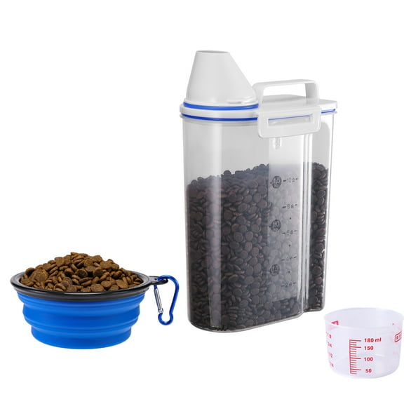 GreenJoy 2.5L Dog Cat Pet Food Storage Container Airtight with Measuring Cup Bowl
