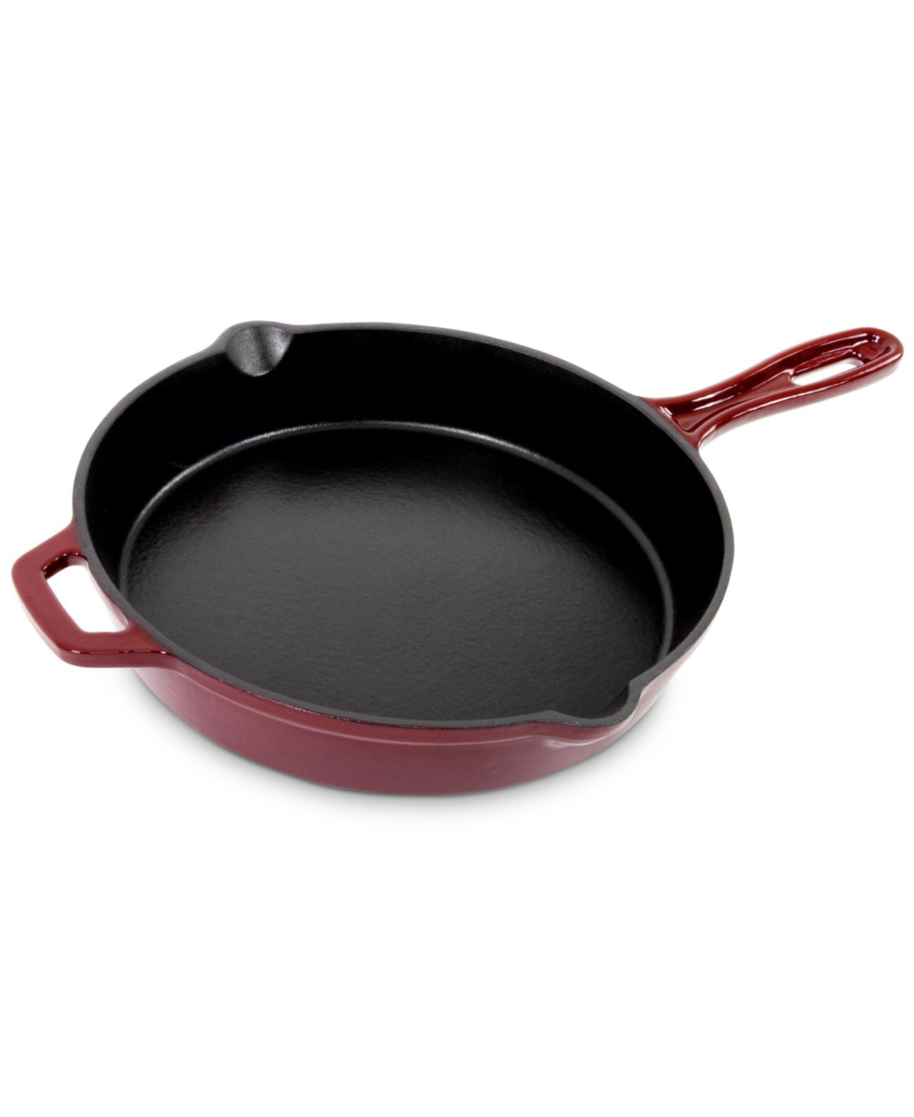 Hell's Kitchen Pre-seasoned Cast Iron Skillet – Oven Safe - Pour Spouts and  Helper Handle, 10.5, Red