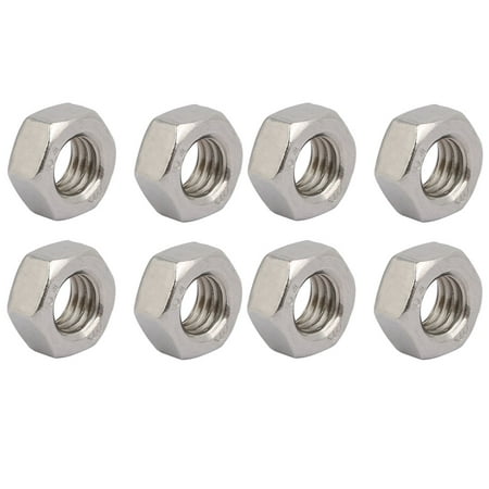 

8Pcs M8 x 1.25mm Pitch Metric Thread 201 Stainless Steel Left Hand Hex Nuts