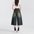 thumbnail image 4 of JJHGVB Capri Jeans Knee Length Capri Pants Straight Leg Pants women's capris Baggy Trousers pantalones capri Capris Denim Pants High Waisted Capri Jeans pedal pushers for women Navy XL, 4 of 5