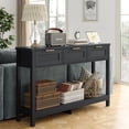 thumbnail image 4 of Furnihold 51.2"W Rattan Console Table with Power Outlet, Wood Boho Entry Table with 3 Drawer for Living Room, Black, 4 of 7