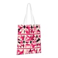 thumbnail image 3 of Canvas Bag Tote Bag Shopping Bag 16×15in Can Be Carried By Hand And Can Be Used For Daily Travel Such As Shopping And Going To Work Hotpink Geometric Patterns_3, 3 of 8