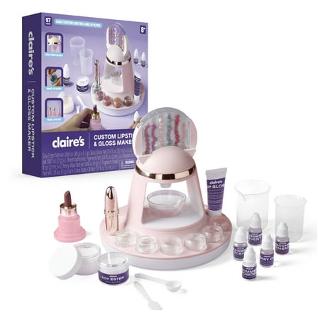 Claire’s® Custom Lipstick & Gloss Maker, DIY Makeup Kit, Cosmetic Making, Lip Gloss for Teens & Girls