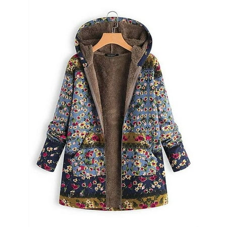 The North Face Fleece Parka - Women Winter Fall Parka Cotton Linen Fleece Coat Vintage Fur Collar Long Hooded Outwear Jacket