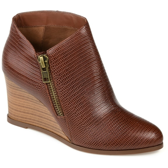 Journee Womens Glam Inside Zip Wedge Booties