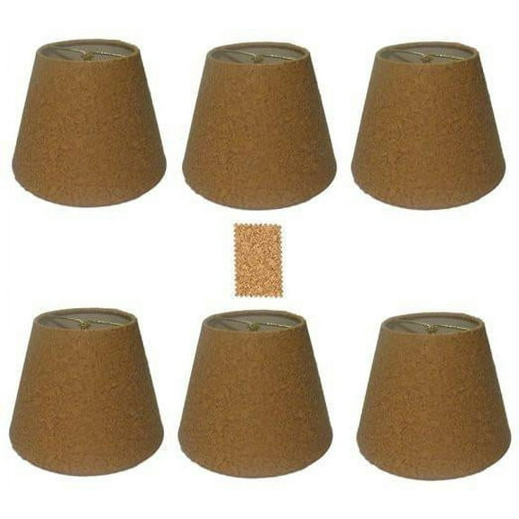 Upgrade Lights Set of Six European 6 inch Barrel Style Chandelier Lamp Shade in Natural Cork