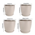 thumbnail image 6 of Modern Plant Pot with Saucer, Gray Flower Pot with Drainage Holes, Stone-Look Planter for Indoor Outdoor Plants, 6 of 8