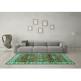 thumbnail image 3 of Ahgly Company Indoor Round Geometric Turquoise Blue Traditional Area Rugs, 4' Round, 3 of 4