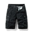 thumbnail image 2 of YLSDY Mens Cargo Shorts Casual Elastic Waist Work Shorts Drawstring Big Tall Knee Length Loose Fit Summer Trendy Streetwear Black XXXXXL, 2 of 4
