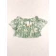 thumbnail image 1 of Kiwi & Punch Miami Off Shoulder Floral Crop Top Pastel Green ( L ), 1 of 1