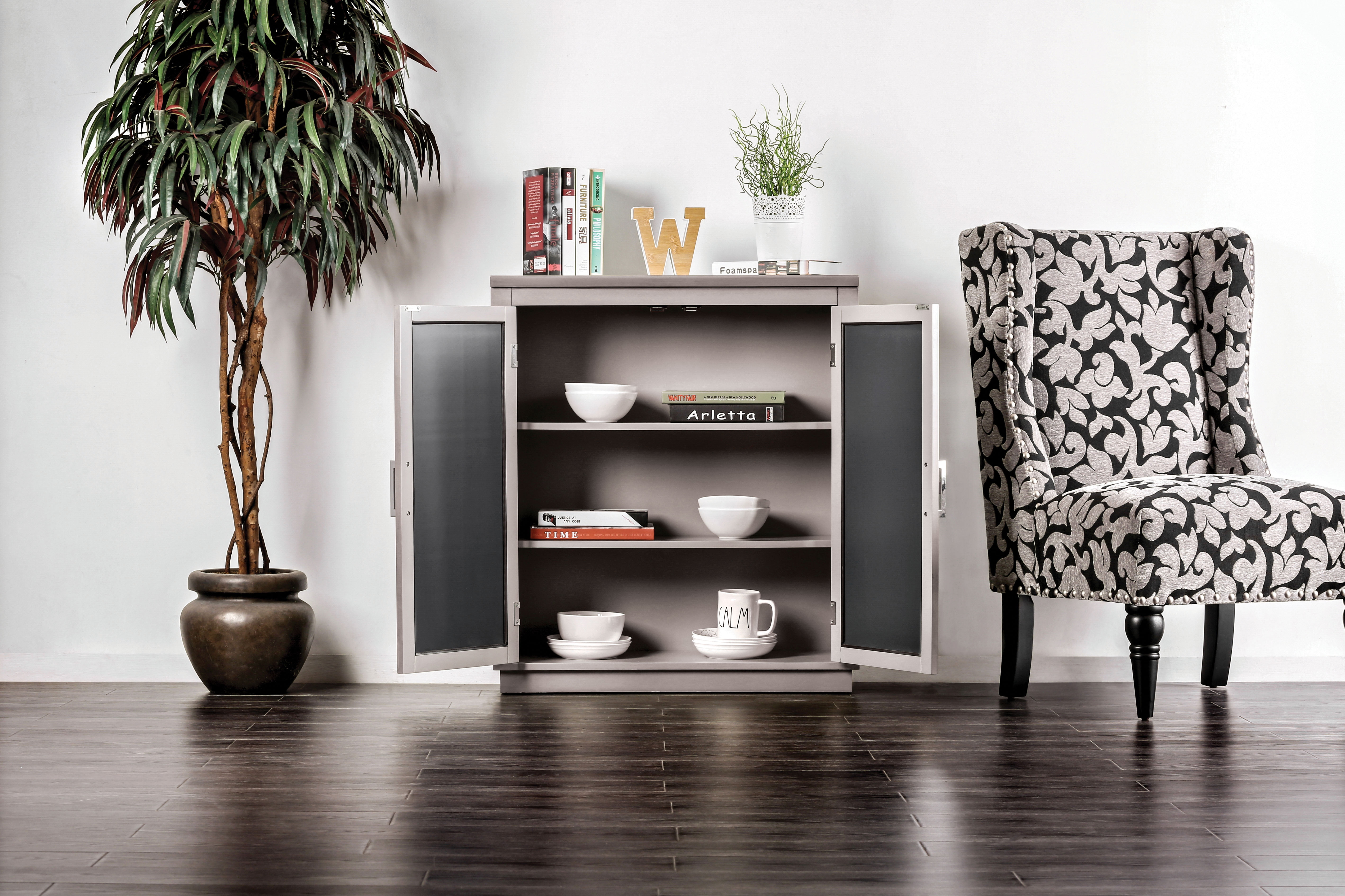 Furniture of America Amelia 2-Door Hallway Cabinet, Gray