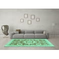 thumbnail image 3 of Ahgly Company Machine Washable Indoor Square Abstract Turquoise Blue Modern Area Rugs, 8' Square, 3 of 4