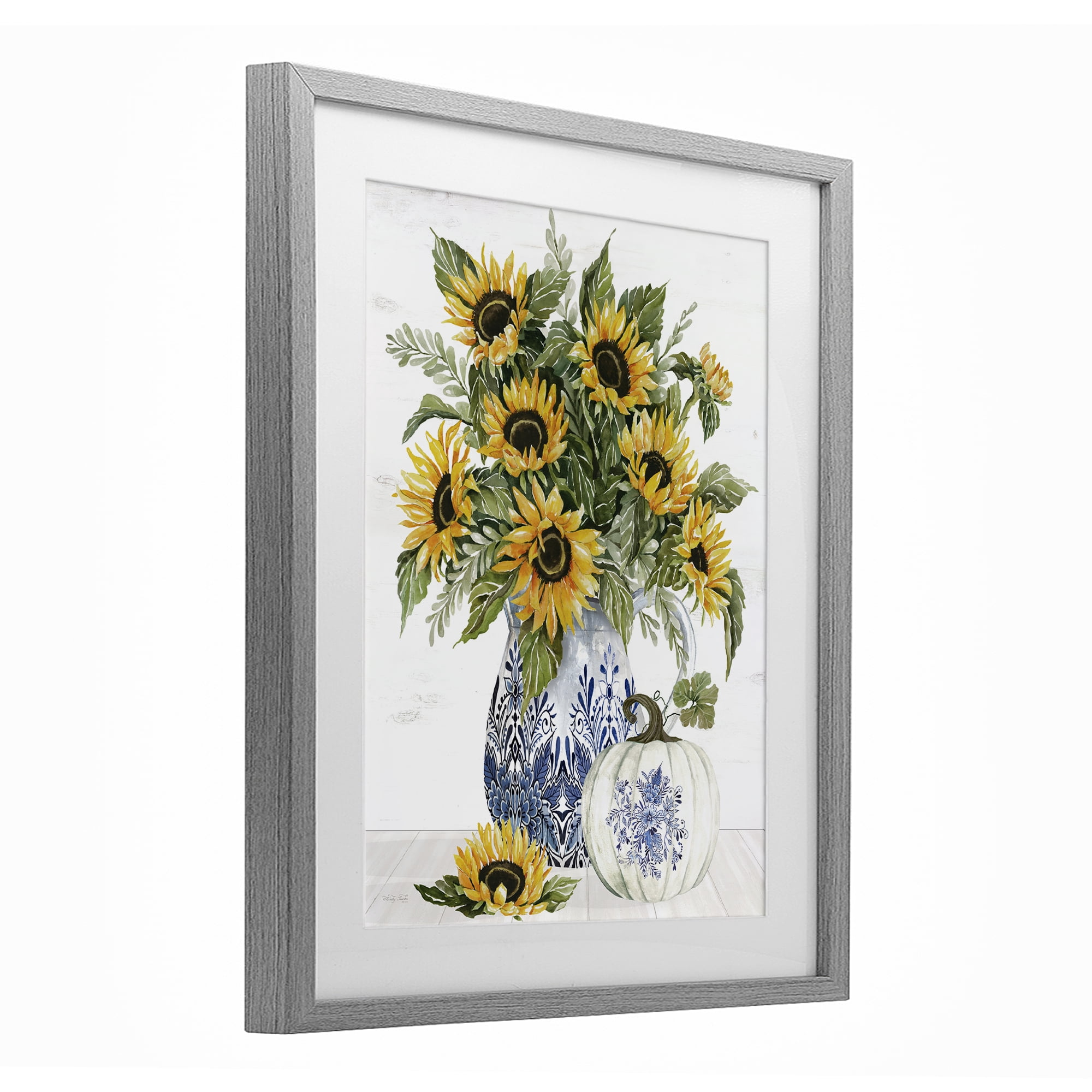 Stupell Industries Imperial Autumn Sunflowers Gray Framed Print Under Glass, design by Cindy Jacobs
