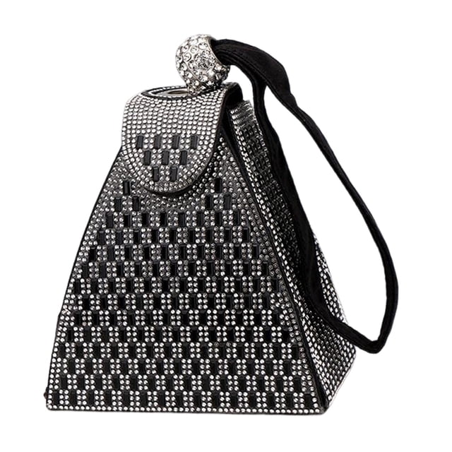 Cartera de Embrague jinwen bolso de mano triangular para mujer cóctel de boda Negro