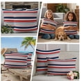 thumbnail image 4 of Outdoor Pillow Covers 20x12 Set of 2, Red Navy Blue Striped Waterproof Patio Throw Pillow Covers for Couch Sofa Chair, Farmhouse Stripes Modern Abstract Art Decorative Pillowcases for Throw Pillows, 4 of 9