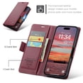thumbnail image 6 of Compatible with iPhone 16 Wallet Case, PU Leather Flip Case with Card Holders RFID Blocking Stand [Shockproof TPU Inner Shell] Phone Cover for iPhone 16, Wine, 6 of 11