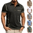 thumbnail image 1 of ZRGHAOYLQ Henley Golf Shirts with Collar for Men Short Sleeve Button Up Shirt Tops Solid Color Plus Size Sports Tshirts Big and Tall Muscle T Shirts with Pockets, 1 of 5