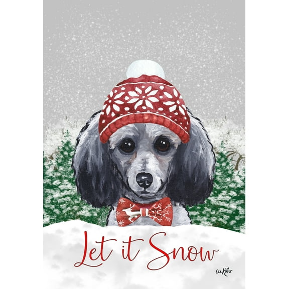 Poodle Grey - Hippie Hound Studios Let it Snow Christmas Garden Flag