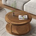 thumbnail image 3 of 31.5" Round Solid Wood Coffee Table | Two-Tier Walnut Accent Sofa Table | Sturdy Legs | Living Room Furniture | Farmhouse Design | Easy Assembly, 3 of 10