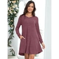 thumbnail image 4 of CRAYNER Casual Fall Dresses for Women, Long Sleeve Sweater Dresses Winter Dress Crew Neck Tunic Dress with Pockets, L, 4 of 9