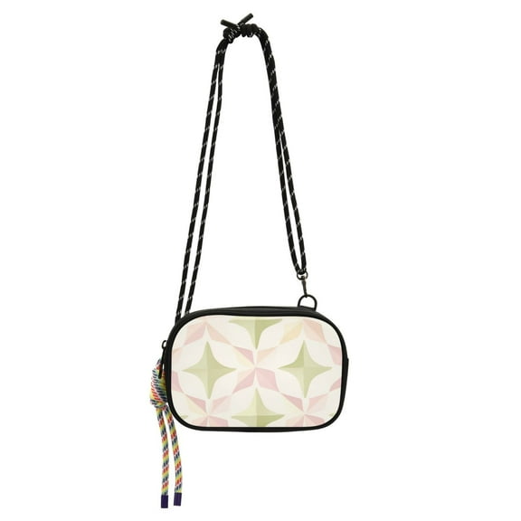 FORMRS Mini Crossbody Bag for Women Adjustable Shoulder Rope Travel Casual Phone Purse, Pastel Pink Geometric