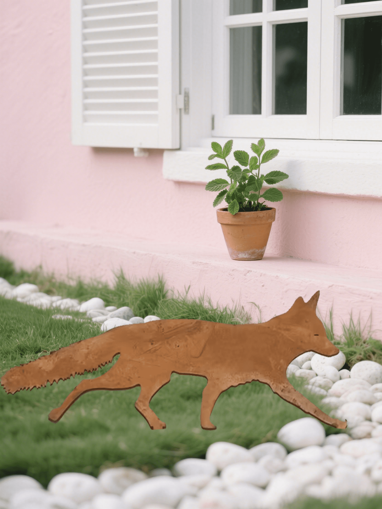 Rustic Metal Garden Stake, Halloween Fox Decor, Charming Outdoor Statue & Wall Sculpture for Yard Enhancement, Unique Rustic Metal Art