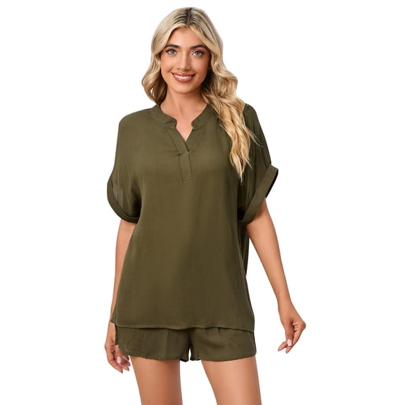 Vedolay Women Pajamas Womens Silk Satin Pajamas Set Two-piece Pj Sets Sleepwear Loungewear Button-Down Pj Sets,Green 4XL