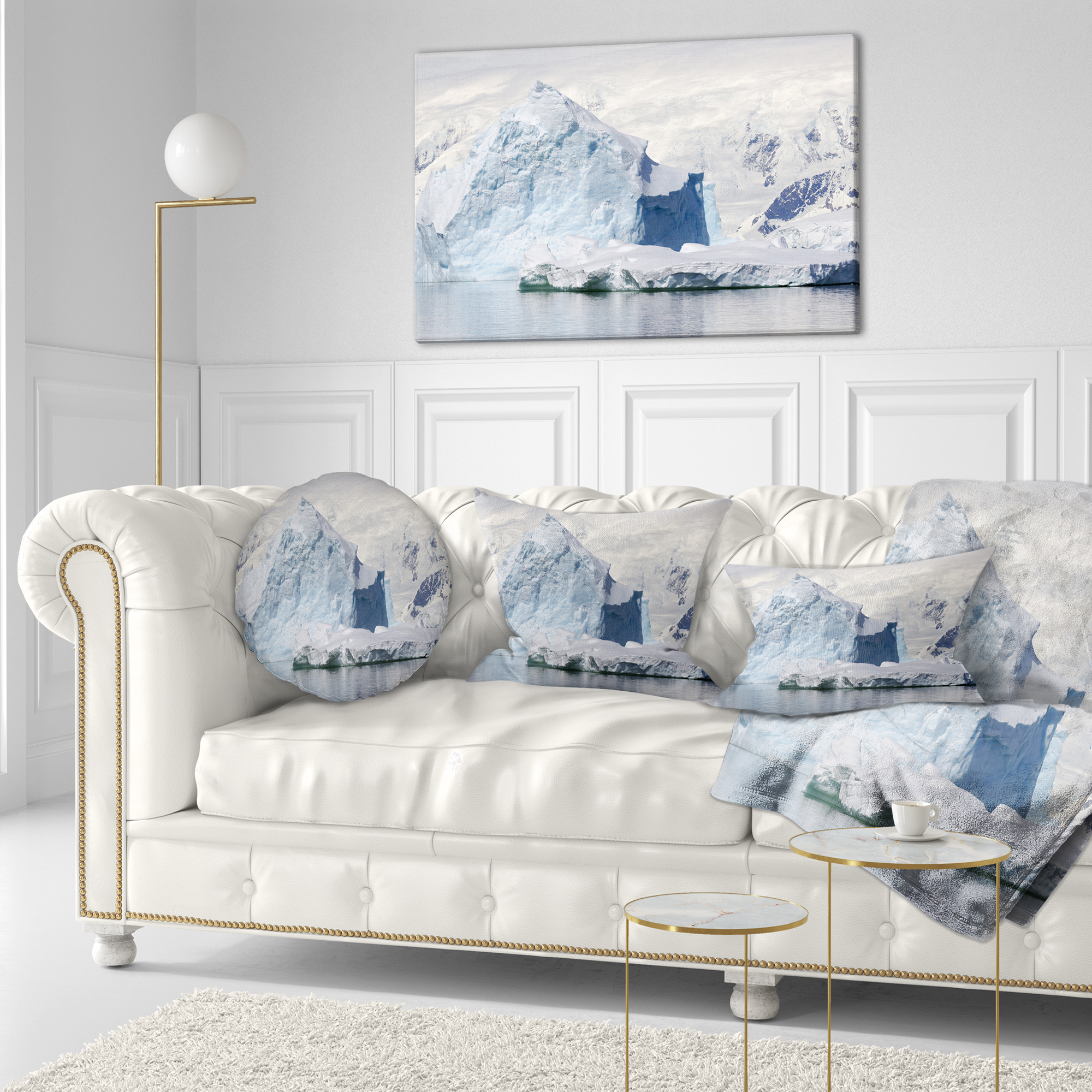 Designart Antarctica Mountains - Landscape Photo Throw Pillow - 12x20