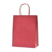 12 Pack Red Gift Bags (Cub 10.5x8x4.25 In): Medium Kraft Paper Bags with Handle. Red Paper Gift Bags for holidays