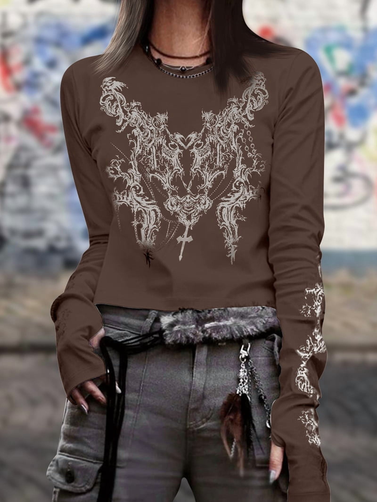 Graphic Tees for Women Teen Girls Aesthetic Grunge Gothic Clothes