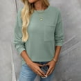 thumbnail image 5 of Tshirts Shirts for Women Women's Fashion Casual Basic Crewneck Long Sleeve Solid Color Tops, 5 of 6