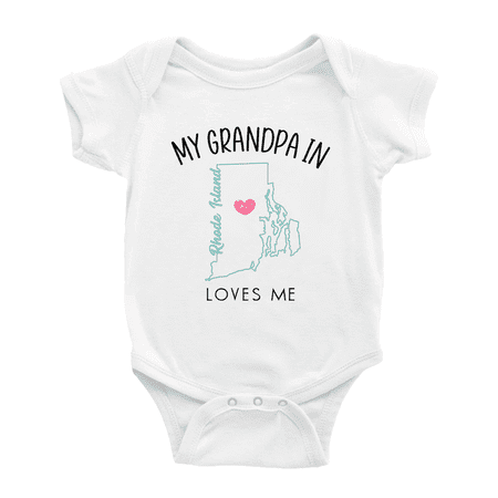 

My Grandpa In Rhode Island Loves Me Baby Clothing For Boy Girl Bodysuits 12-18 Months