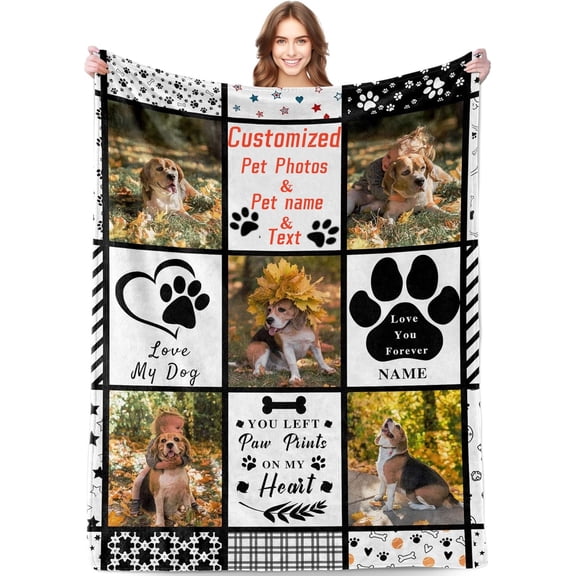 Custom Throw Blanket Personalized Photo Text Gift