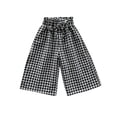 thumbnail image 2 of Cute Pants for Girls 7/8 Ankle Wide Leg Plaid Trouser with Pockets Drawstring Elastic Waist Casual Summer Clothes (4 Years, Black), 2 of 8