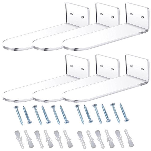 6 estantes de exhibición de zapatos, estantes flotantes de acrílico para zapatos, estantes transparentes para zapatillas