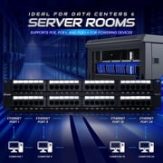 48 Port Patch Panel Cat6 Rackmount RJ45 Network Patch Panel 2U Unshielded Punch Down Rack Easy to Install Color Coded Labels