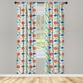 thumbnail image 4 of Ambesonne Floral Window Curtains, Flowers Leaves on Plain Back, Each 28" W x 95" L, Dark Yellow and Turquoise, 4 of 4