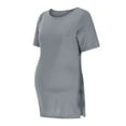 thumbnail image 2 of Women's Maternity Shirts Short Sleeve Pregnancy Tops Blouses Split Side Casual Crewneck Pregnant Tunic Tee Gray M, 2 of 6