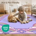 thumbnail image 4 of ODIKA 3'x5' Washable Throw Rug Pink Pastel Stars Border Ombre Gradient Watercolor Large Unicorn Refined for Entryway, Kitchen, Mudroom, Stain Resistant, Low Profile, Non-Slip, 4 of 7
