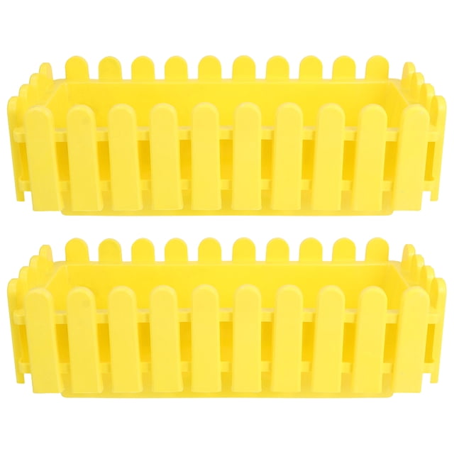 Miangastore 2Pcs Flower Window Box Fence Planter Box Decorative Planting Pot Rectangular Flower Container